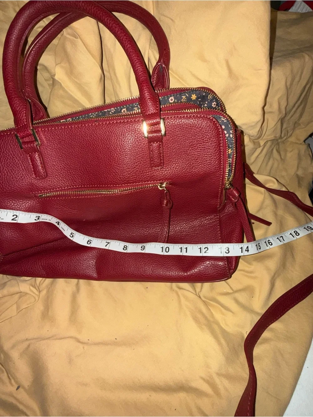 Urban Expressions Burgundy Pebbled Leather Satchel
